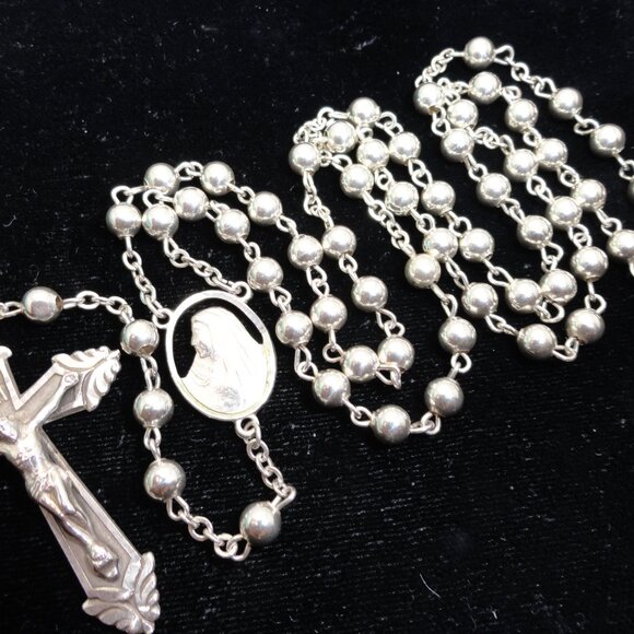 Sterling Silver 18 Grams 17" Rosary - Picture 6 of 8